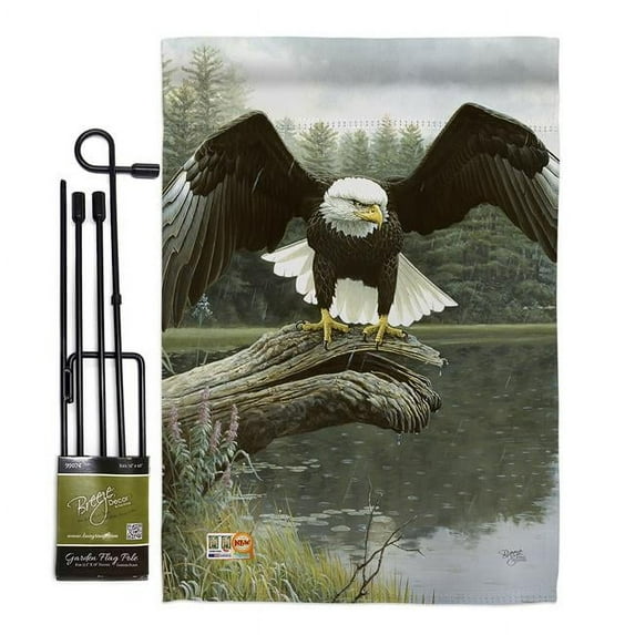 Breeze Decor BD-WL-GS-110085-IP-BO-D-US16-AL 13 x 18.5 in. Majestic Showers Nature Wildlife Vertical Double Sided Mini Garden Flag Set with Banner Pole