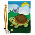 thumbnail image 1 of Breeze Decor BD-WL-HS-110040-IP-BO-D-IM09-BD 28 x 40 in. Turtle Nature Wildlife Impressions Decorative Vertical Double Sided House Flag Set with Pole Bracket Hardware, 1 of 1