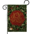 thumbnail image 1 of Breeze Decor BD-WT-G-114136-IP-DB-D-US17-AM 13 x 18.5 in. Joy to The World Wreath Burlap Winter Wonderland Impressions Decorative Vertical Double Sided Garden Flag, 1 of 1