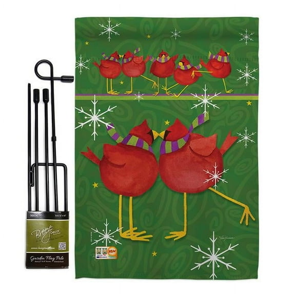 Breeze Decor BD-WT-GS-114216-IP-BO-D-US18-BT 13 x 18.5 in. Callin All Cardinals Winter Wonderland Impressions Decorative Vertical Double Sided Garden Flag Set with Banner Pole