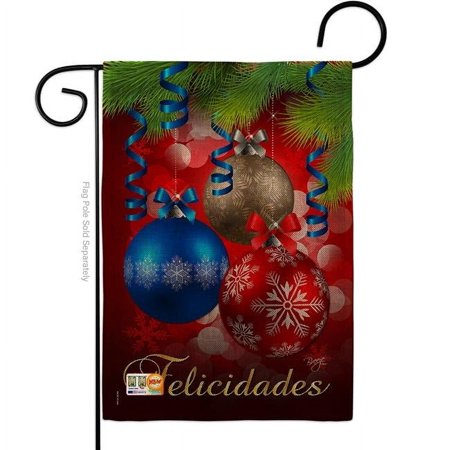 Breeze Decor BD-XM-G-114084-IP-DB-D-US11-BD 13 x 18.5 in. Felicidades Burlap Winter Christmas Impressions Decorative Vertical Double Sided Garden Flag