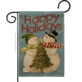 thumbnail image 1 of Breeze Decor BD-XM-G-114102-IP-DB-D-US12-AM 13 x 18.5 in. Happy Holidays Tree Burlap Winter Christmas Impressions Decorative Vertical Double Sided Garden Flag, 1 of 1