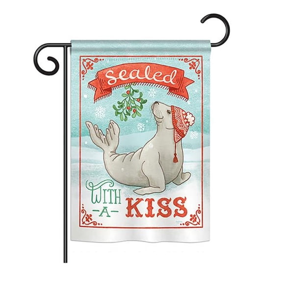Breeze Decor BD-XM-G-114154-IP-BO-DS02-US Sealed with a Kiss Winter - Seasonal Christmas Impressions Decorative Vertical Garden Flag - 13 x 18.5 in.