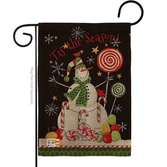 Breeze Decor BD-XM-G-114204-IP-DB-D-US18-WA 13 x 18.5 in. Sweet Snowmen Burlap Winter Christmas Impressions Decorative Vertical Double Sided Garden Flag