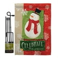 thumbnail image 1 of Breeze Decor BD-XM-GS-114140-IP-BO-D-US17-AM 13 x 18.5 in. Celebrate the Season Snowman Winter Christmas Impressions Decorative Vertical Double Sided Garden Flag Set with Banner Pole, 1 of 1