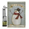 thumbnail image 1 of Breeze Decor BD-XM-GS-114175-IP-BO-D-US18-SB 13 x 18.5 in. Let it Snow Happy Snowman Winter Christmas Impressions Decorative Vertical Double Sided Garden Flag Set with Banner Pole, 1 of 1