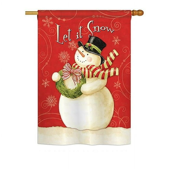 Breeze Decor BD-XM-H-114141-IP-BO-DS02-US Scarf Snowman Let it Snow Winter - Seasonal Christmas Impressions Decorative Vertical House Flag - 28 x 40 in.
