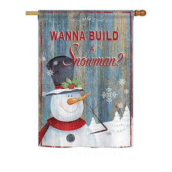 Breeze Decor BD-XM-H-114176-IP-BO-DS02-US Build a Snowman Winter - Seasonal Christmas Impressions Decorative Vertical House Flag - 28 x 40 in.