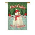 thumbnail image 1 of Breeze Decor BD-XM-H-114198-IP-BO-DS02-US Keep Calm Build Snowmen Winter - Seasonal Christmas Impressions Decorative Vertical House Flag - 28 x 40 in., 1 of 4