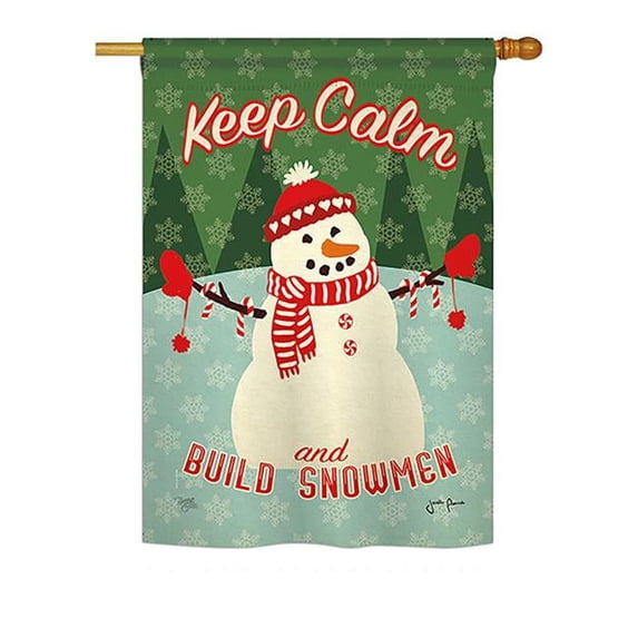 Breeze Decor BD-XM-H-114198-IP-BO-DS02-US Keep Calm Build Snowmen Winter - Seasonal Christmas Impressions Decorative Vertical House Flag - 28 x 40 in.