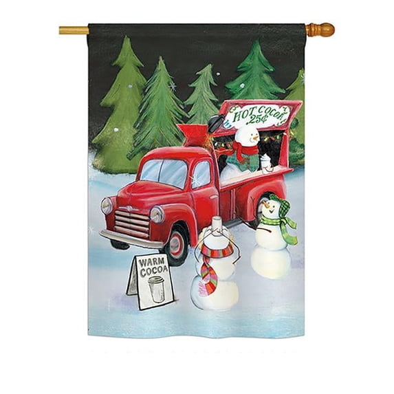 Breeze Decor BD-XM-H-114207-IP-BO-DS02-US Snowmen Hot Cocoa Winter - Seasonal Christmas Impressions Decorative Vertical House Flag - 28 x 40 in.