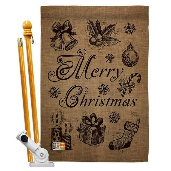 Breeze Decor BD-XM-HS-114107-IP-BO-D-US14-BD 28 x 40 in. Favorite Things Winter Christmas Impressions Decorative Vertical Double Sided House Flag Set with Pole Bracket & Hardware