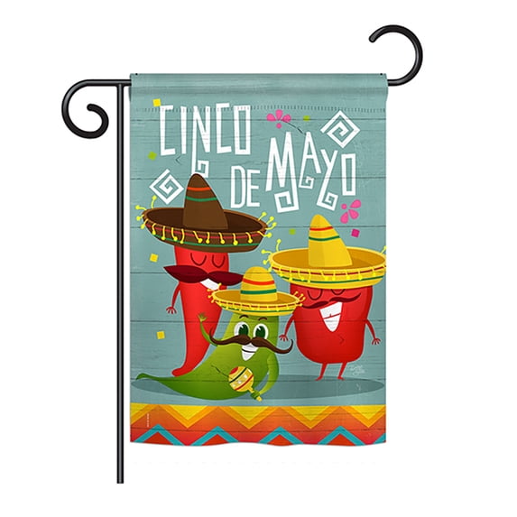 Breeze Decor - Chili Pepper Cinco de Mayo Country & Primitive - Everyday Southwest Impressions Decorative Vertical Garden Flag 13" x 18.5" Printed In USA
