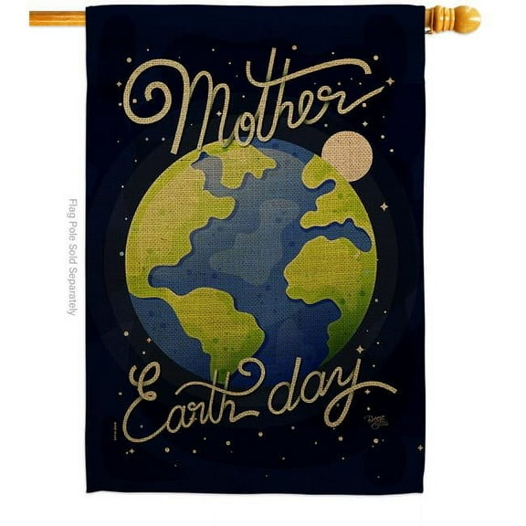 Breeze Decor Earth Day House Flag Expression Inspirational 28 x 40 in. Double-Sided Decorative Vertical Flags for Decoration Banner Garden Yard Gift