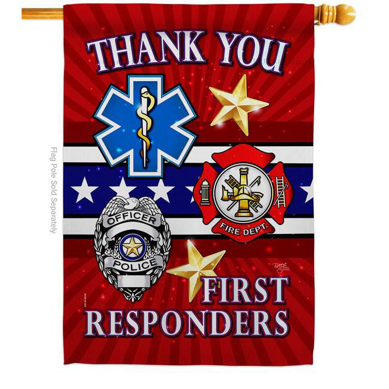First Responders Multicolor Rectangular Garden Flag