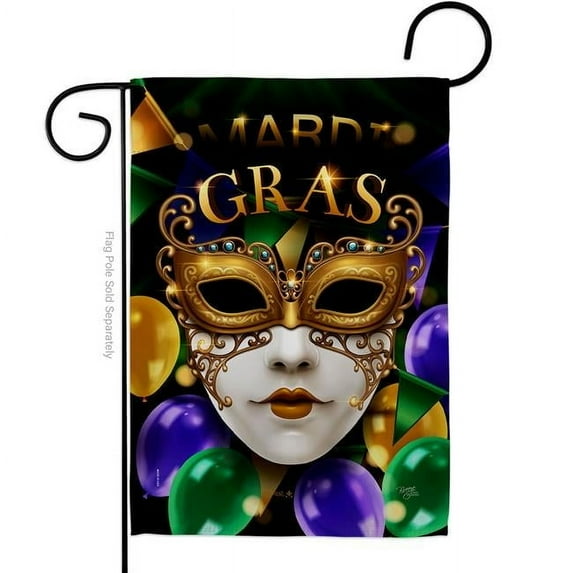 Breeze Decor G120008-BO Fat Tuesday Carnival Springtime Mardi Gras Double-Sided Decorative Garden Flag, Multi Color