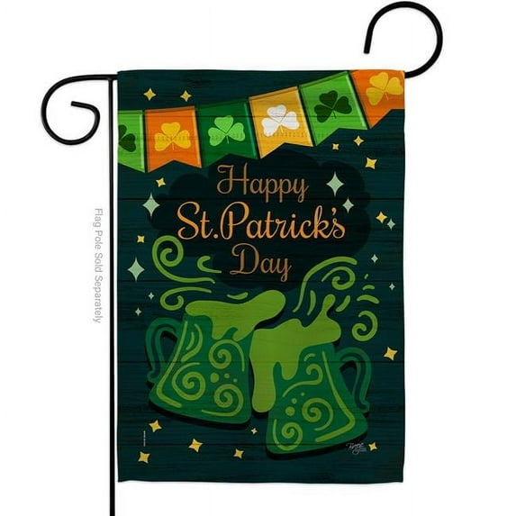 Breeze Decor G120039-BO St. Pat Cheers Springtime Double-Sided Decorative Garden Flag, Multi Color