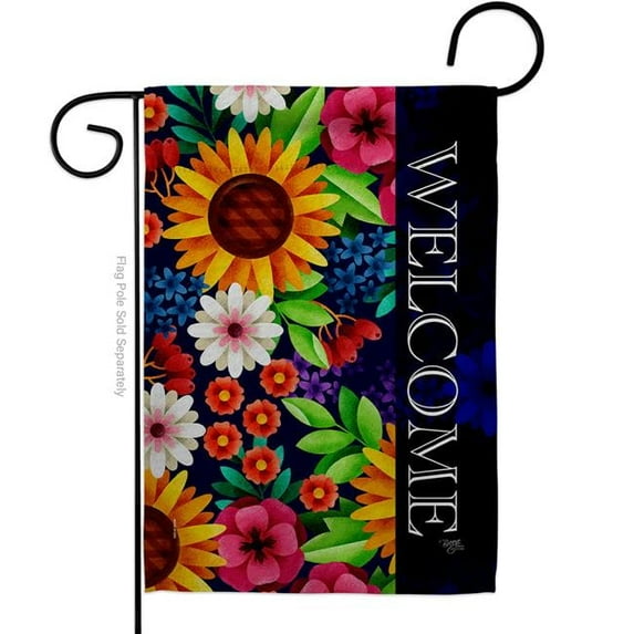 Breeze Decor G120079-BO 13 x 18.5 in. Flower Blooming Welcome Sweet Life Home Vertical Garden Flag with Double-Sided House Decoration Banner Yard Gift