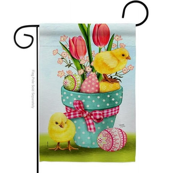 Breeze Decor G120084-BO 13 x 18.5 in. Chicks on Eggs Springtime easter Vertical Garden Flag with Double-Sided House Decoration Banner Yard Gift