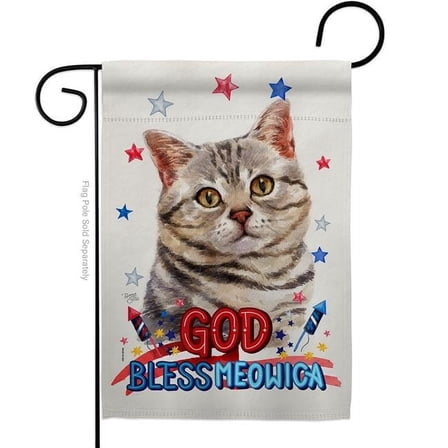 Breeze Decor G120109-BO Patriotic Gray American Short Hair Animals Cat 13 x 18.5 in. Double-Sided Decorative Vertical Garden Flags for House Decoration Banner Yard Gift