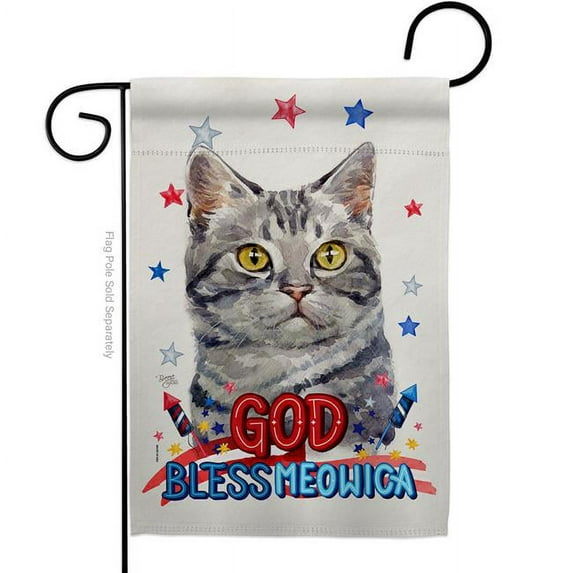 Breeze Decor G120110-BO Patriotic Red American Short Hair Animals Cat 13 x 18.5 in. Double-Sided Decorative Vertical Garden Flags for House Decoration Banner Yard Gift