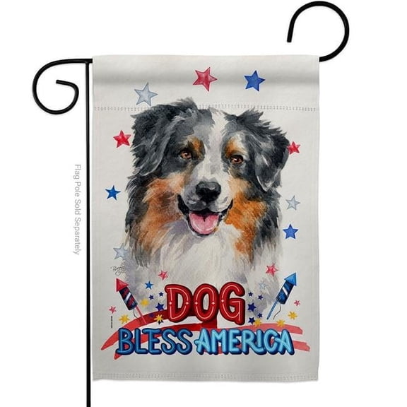 Breeze Decor G120112-BO Patriotic Australian Shepherd Animals Dog 13 x 18.5 in. Double-Sided Decorative Vertical Garden Flags for House Decoration Banner Yard Gift