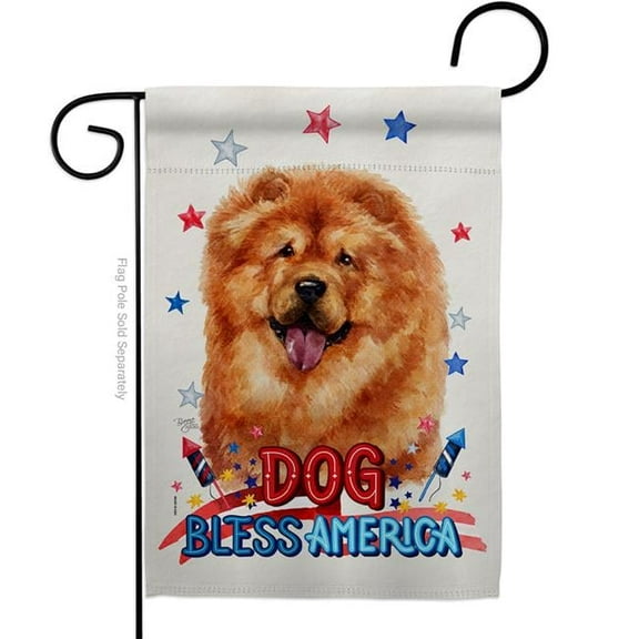 Breeze Decor G120133-BO Patriotic Chow Animals Dog 13 x 18.5 in. Double-Sided Decorative Vertical Garden Flags for House Decoration Banner Yard Gift