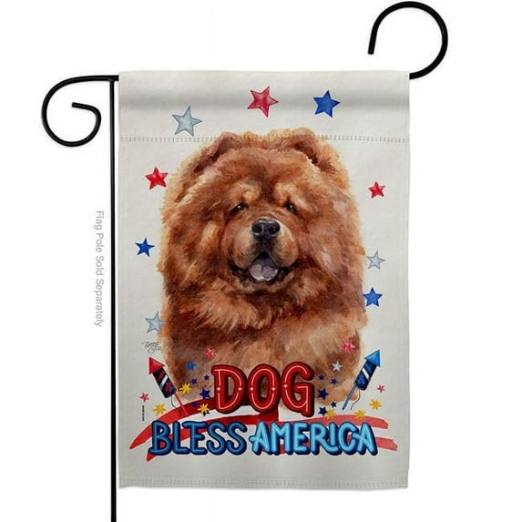 Breeze Decor G120213-BO Patriotic Red Chow Animals Dog 13 x 18.5 in. Double-Sided Decorative Vertical Garden Flags for House Decoration Banner Yard Gift