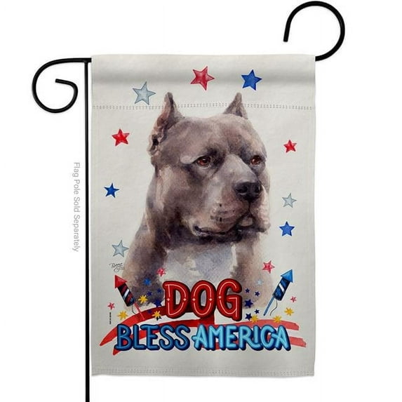 Breeze Decor G120228-BO Patriotic Blue Pitbull Animals Dog 13 x 18.5 in. Double-Sided Decorative Vertical Garden Flags for House Decoration Banner Yard Gift