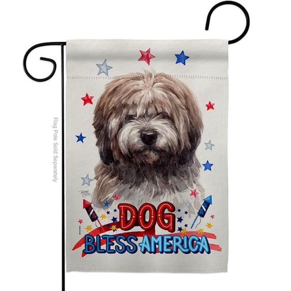 Breeze Decor G120233-BO Patriotic Brindle Tibetan Terrier Animals Dog 13 x 18.5 in. Double-Sided Decorative Vertical Garden Flags for House Decoration Banner Yard Gift