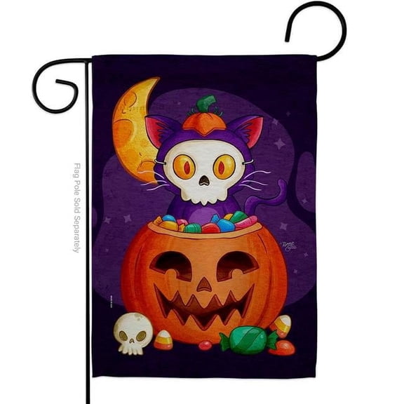 Breeze Decor G120261-P3 Sneaky Cat Falltime Halloween 13 x 18.5. in. Double-Sided Decorative Vertical House Garden Flag for Decoration Banner Yard Gift