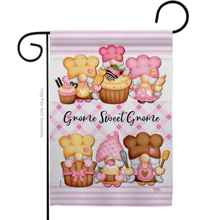 Breeze Decor G154157-BO Too Sweet Gnome Food 13 x 18.5 in. Double-Sided Decorative Vertical Garden Flags for House Decoration Banner Yard Gift