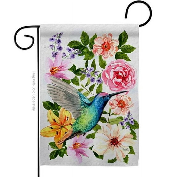Breeze Decor G155064-BO Colorful Hummingbird Animals Bird 13 x 18.5 in. Double-Sided Decorative Vertical Garden Flags for House Decoration Banner Yard Gift