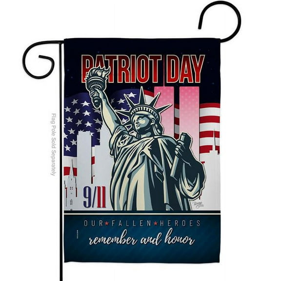 Breeze Decor G158444-BO Our Fallen Heroes Garden Flag Patriotic Patriot Day 13 x 18.5 in. Double-Sided Decorative Vertical Flags for House Decoration Banner Yard Gift