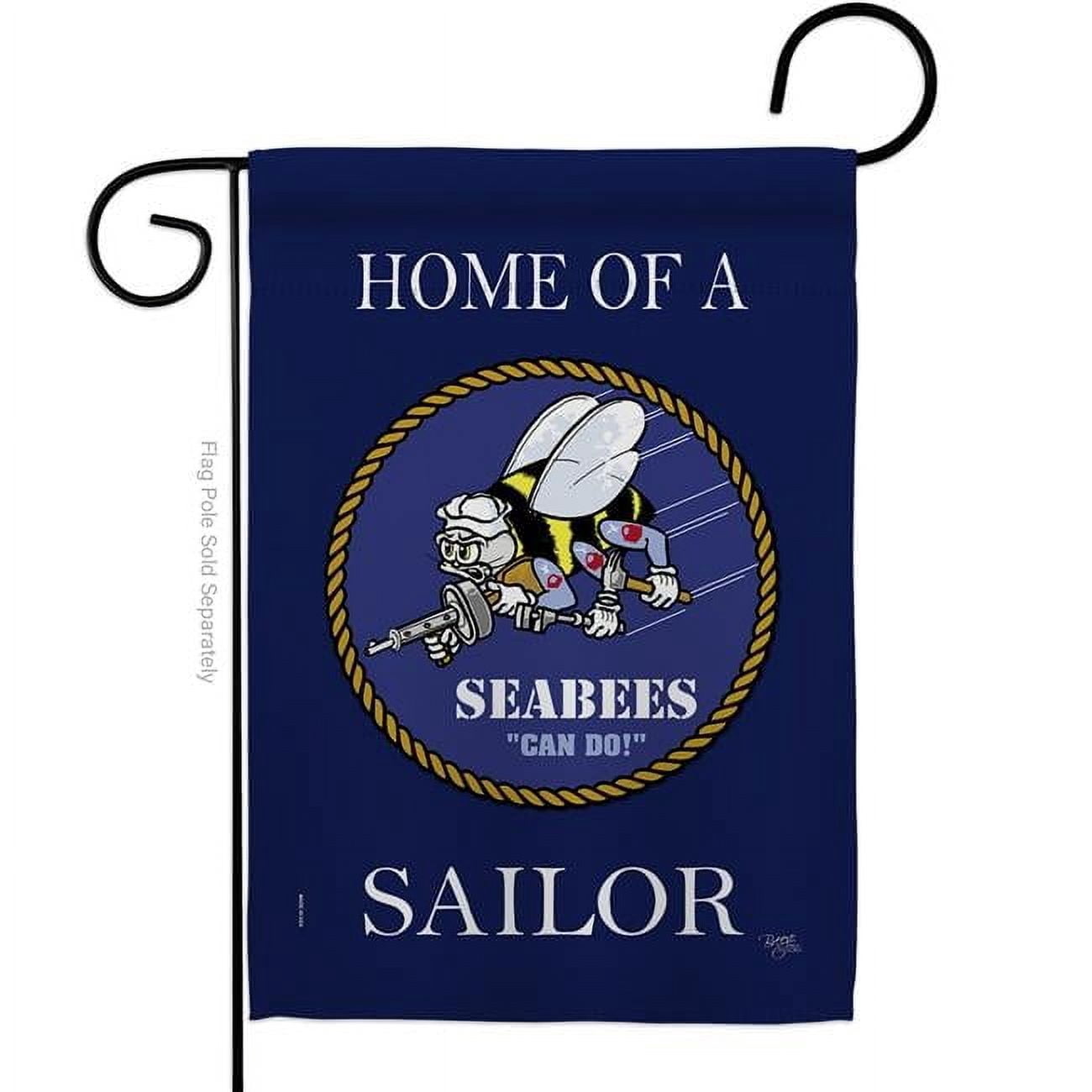 Breeze Decor G158469-BO Home of Seabees Sailor Garden Flag Armed Forces Navy 13 x 18.5 in. Double-Sided Decorative Vertical Flags for House Decoration Banner Yard Gift