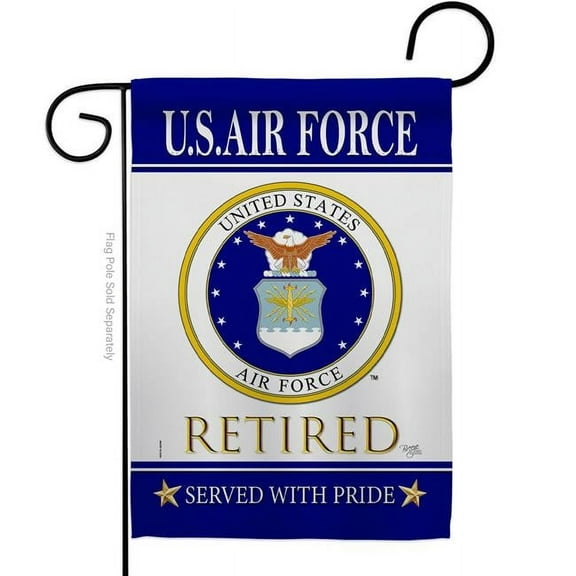 Breeze Decor US Air Force Retired Garden Flag Armed Forces 13 x 18.5 in. Double-Sided Decorative Vertical Flags for House Decoration Banner Yard Gift