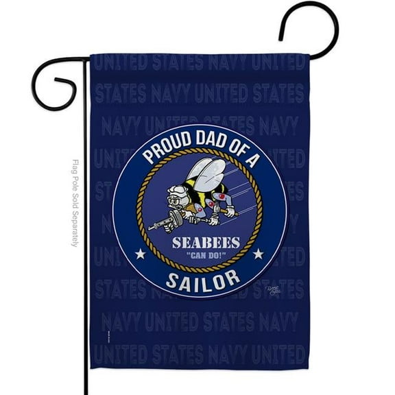 Breeze Decor G158521-BO Seabees Proud Dad Sailor Garden Flag Armed Forces Navy 13 x 18.5 in. Double-Sided Decorative Vertical Flags for House Decoration Banner Yard Gift