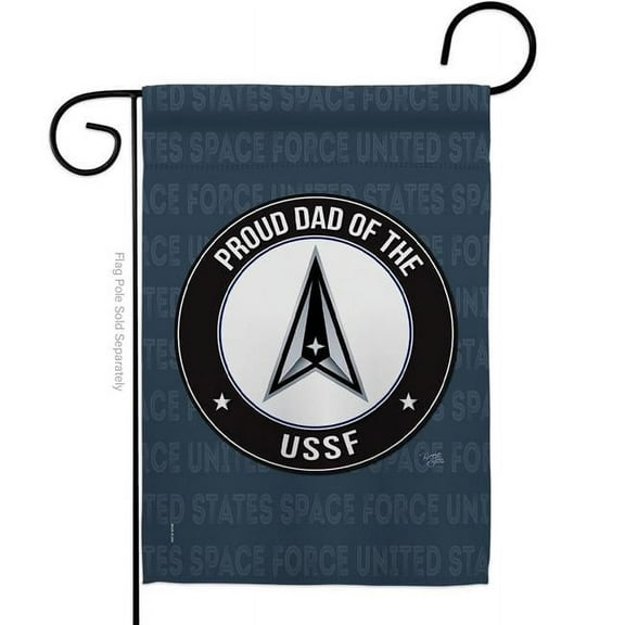 Breeze Decor G158522-BO Proud Dad USSF Garden Flag Armed Forces Space Force 13 x 18.5 in. Double-Sided Decorative Vertical Flags for House Decoration Banner Yard Gift