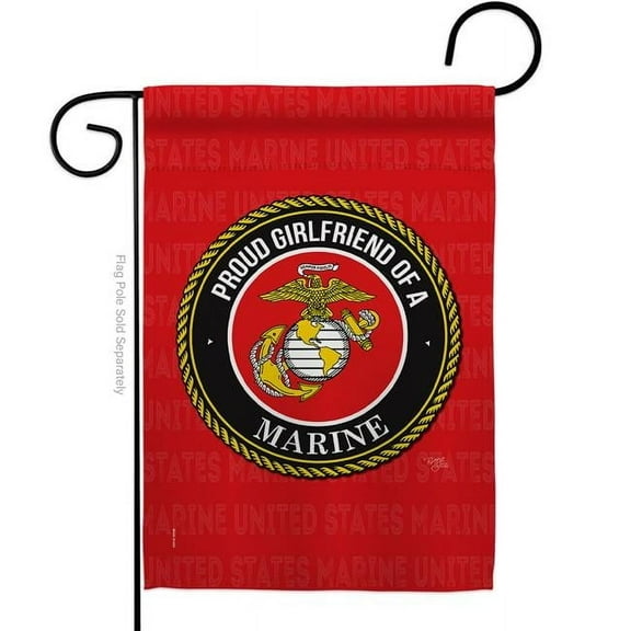 Breeze Decor G158545-BO Proud Girlfriend Marines Garden Flag Armed Forces Marine Corps 13 x 18.5 in. Double-Sided Decorative Vertical Flags for House Decoration Banner Yard Gift
