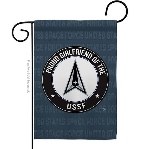 Breeze Decor G158549-BO Proud Girlfriend USSF Garden Flag Armed Forces Space Force 13 x 18.5 in. Double-Sided Decorative Vertical Flags for House Decoration Banner Yard Gift