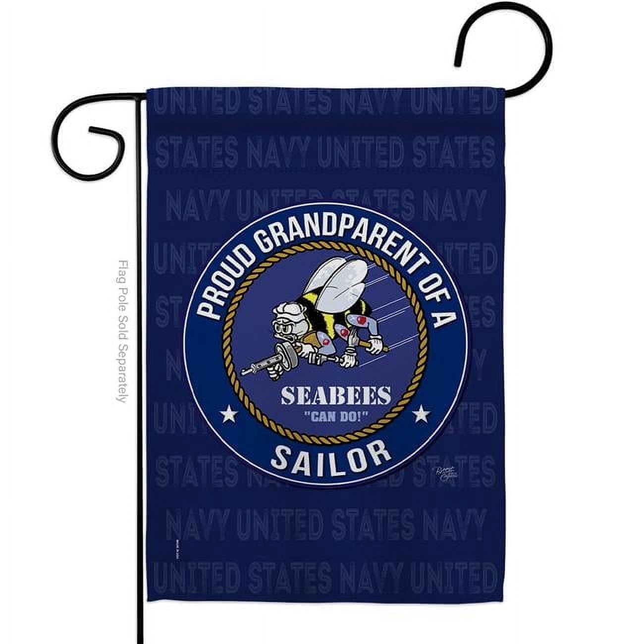 Breeze Decor G158557-BO Seabees Proud Grandparent Sailor Garden Flag Armed Forces Navy 13 x 18.5 in. Double-Sided Decorative Vertical Flags for House Decoration Banner Yard Gift