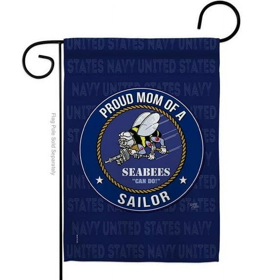 Breeze Decor Seabees Proud Mom Sailor Garden Flag Armed Forces Navy 13 x 18.5 in. Double-Sided Decorative Vertical Flags for House Decoration Banner Yard Gift