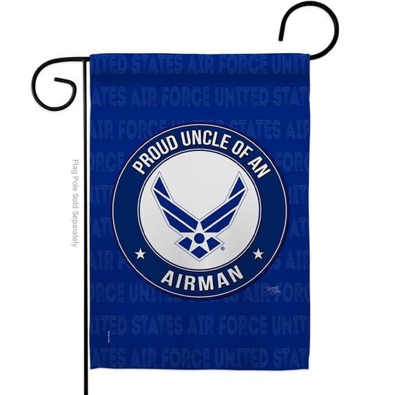 Breeze Decor G158595-BO Proud Uncle Airman Garden Flag Armed Forces Air Force 13 x 18.5 in. Double-Sided Decorative Vertical Flags for House Decoration Banner Yard Gift