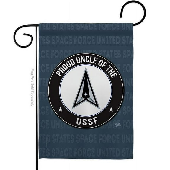 Breeze Decor G158603-BO Proud Uncle USSF Garden Flag Armed Forces Space Force 13 x 18.5 in. Double-Sided Decorative Vertical Flags for House Decoration Banner Yard Gift