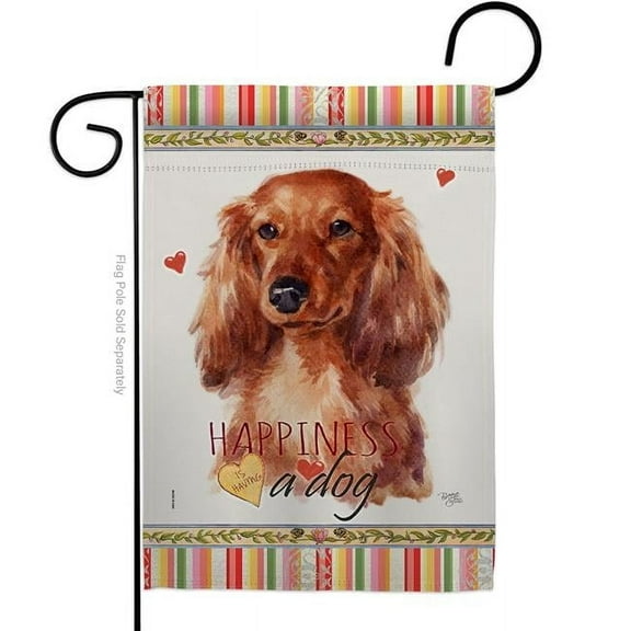 Breeze Decor G160170-BO 13 x 18.5 in. Dog Long Hair Dachshund Happiness Double-Sided Decorative Vertical Garden Flag