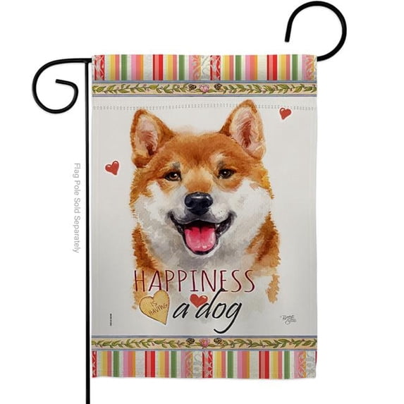 Breeze Decor G160217-BO 13 x 18.5 in. Dog Shiba Inu Happiness Double-Sided Decorative Vertical Garden Flag