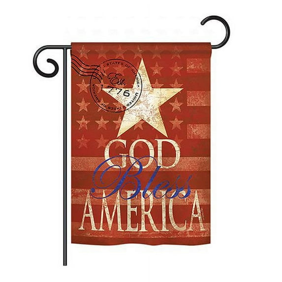 Breeze Decor G161053-BO God Bless America Americana Patriotic Impressions Decorative Vertical 13" x 18.5" Double Sided Garden Flag