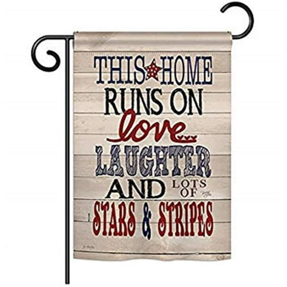 Breeze Decor G161084-BO This Home Star and Stripes Americana Patriotic Impressions Decorative Vertical 13" x 18.5" Double Sided Garden Flag