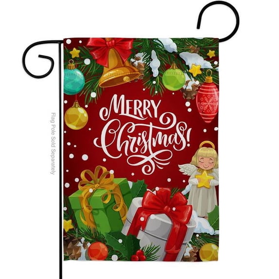 Breeze Decor G164232-BO Merry Christmas Garden Flag Winter 13 x 18.5 in. Double-Sided Decorative Vertical Flags for House Decoration Banner Yard Gift