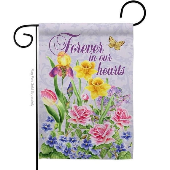 Breeze Decor G165165-BO Forever In Our Heart Garden Flag Expression SYMPATHY 13 x 18.5 in. Double-Sided Decorative Vertical Flags for House Decoration Banner Yard Gift